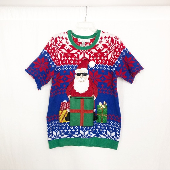 Jolly Sweaters Ugly Christmas Santa Sweater, Size Medium - Picture 1 of 3